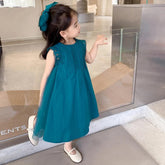 baby girl dresses summer solid cotton sleeveless dress for girls 2-10 year-TB00858-Veeddydropshipping